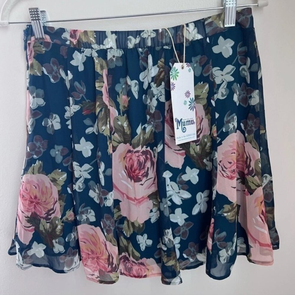 Show Me Your Mumu Skater Stretch Skirt in Fall in Love Floral